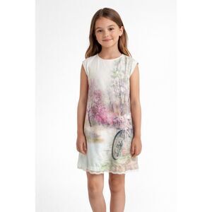 Mayoral Girls Bicycle Garden Dress 9 10 Cottagecore Spring Easter